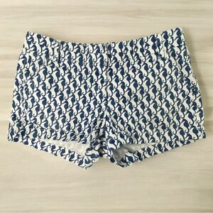 J.Crew Chino Shorts with Blue & White Seahorse Print Women's size 4